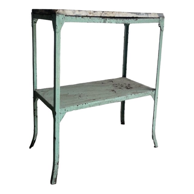 Industrial Two Tier Metal Side Table For Sale