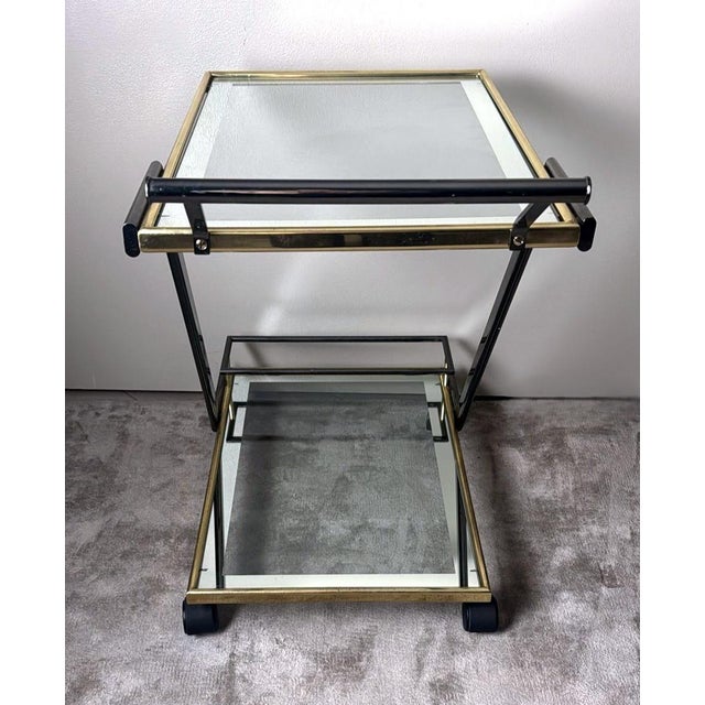 Mid 20th Century Mid 20th Century Italian Bar Cart in Burnished Steel and Brass For Sale - Image 5 of 18