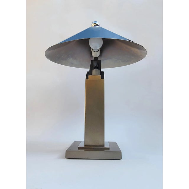 Brueton Restored Pair of Formidable Steel Table "Arquitectura" Table Lamps With Original Finials by Sergio Orozco for Brueton For Sale - Image 4 of 12