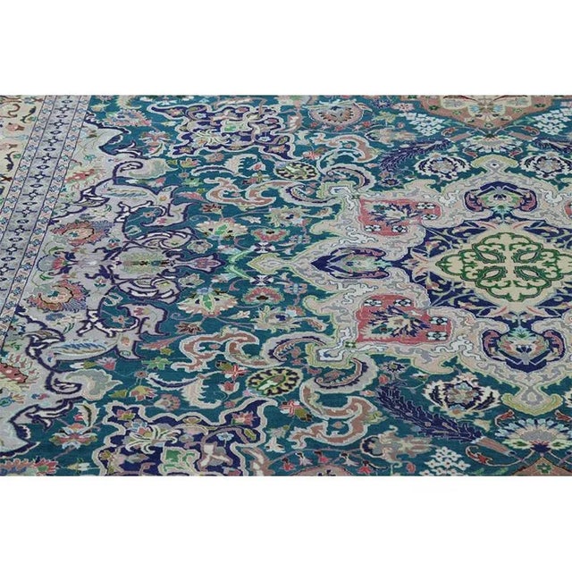 Green 1960s Persian Tabriz Area Rug 8’2″ X 11’1″ For Sale - Image 8 of 13