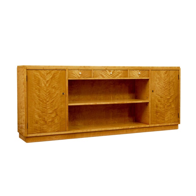 Mid-Century Swedish Birch Low Open Bookcase, 1950s For Sale