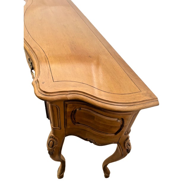 1990s Century Furniture French Provincial Style Serpentine Console Table For Sale - Image 9 of 15