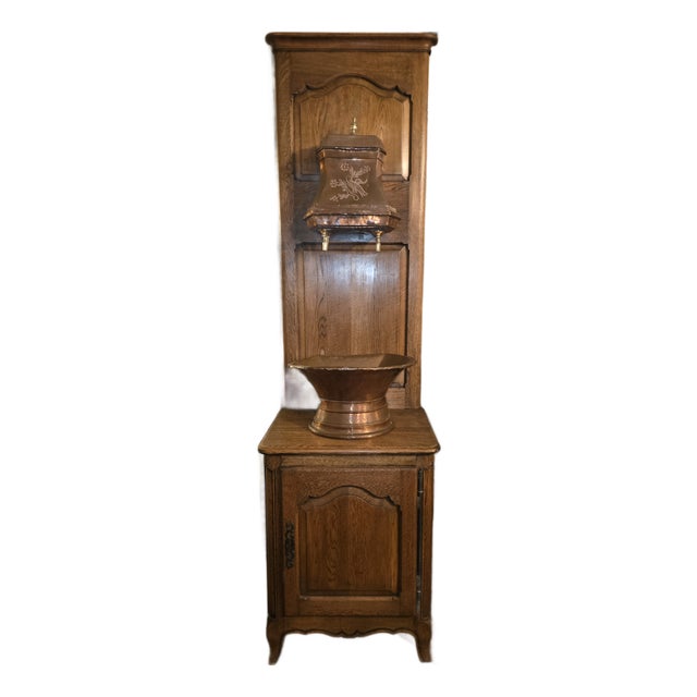 Antique Copper Lavabo With Cabinet For Sale
