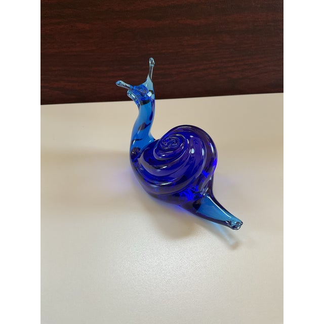 Late 20th Century Vintage Artist Made Blue Glass Snail For Sale - Image 5 of 12