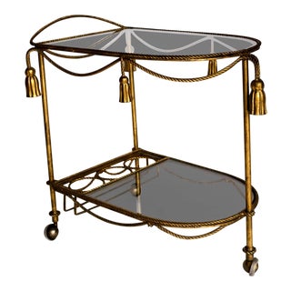1960s Italian Mid-Century Italian Gilt Tassel Cart For Sale