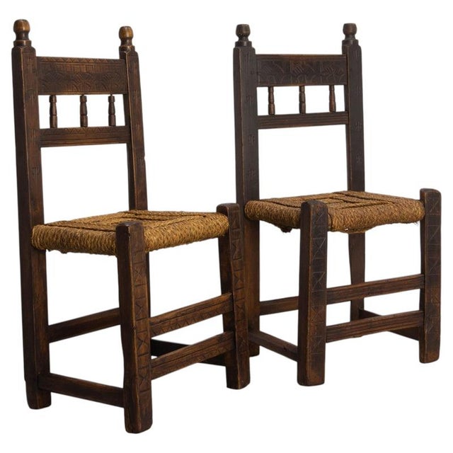 Spanish Decorative Side Chairs in Pine, 1800s, Set of 2 For Sale - Image 13 of 13