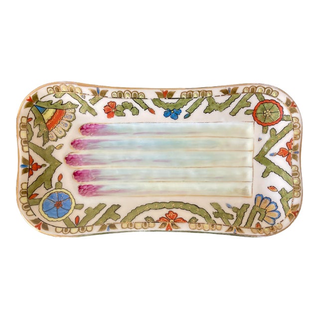 Austrian Green Porcelain Asparagus Rectangular Plate Dish by Royal Vienna For Sale