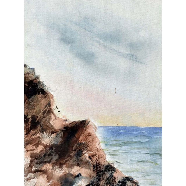 Beautiful watercolor landscape of the rocky Big Sur Coast by Santa Cruz artist Barbara Bailey-Porter (American, 20th...