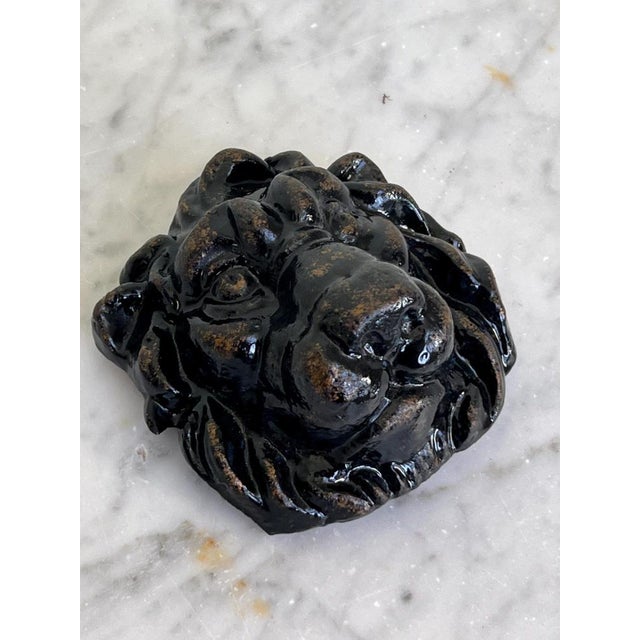 Victorian Cast Iron Hand Painted Lion Sculpture For Sale - Image 4 of 7