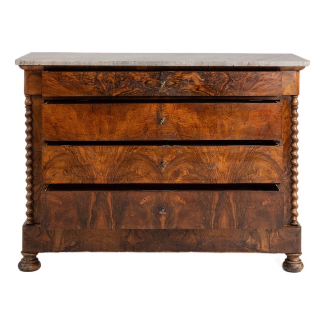 Biedermeier Marble-Top Chest of Drawers, Antique, France, Circa 1860 For Sale