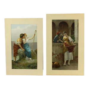 Pair of 1894 Chromolithographs After Federico Andreotti (Italian, 1847-1930)