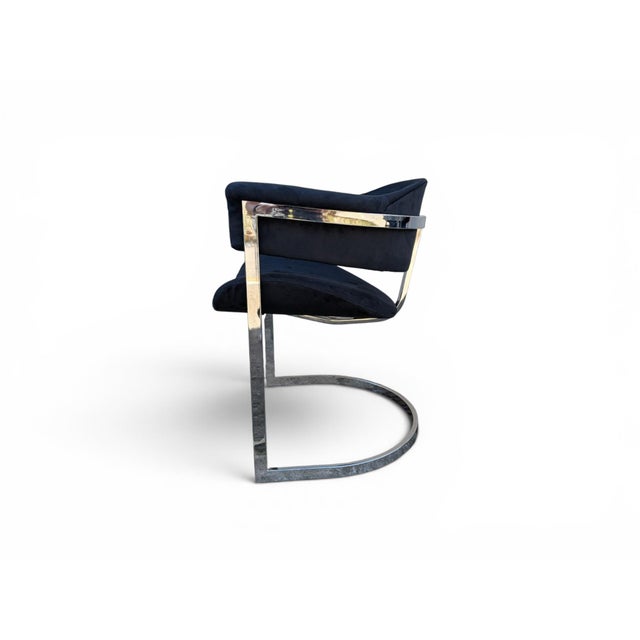 Black Dining Chairs in Steel and Black Velvet, 1970s, Set of 6 For Sale - Image 8 of 18
