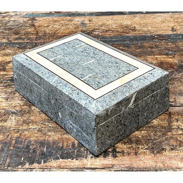 Wood Vintage Tessellated Stone Trinket Box For Sale - Image 7 of 12