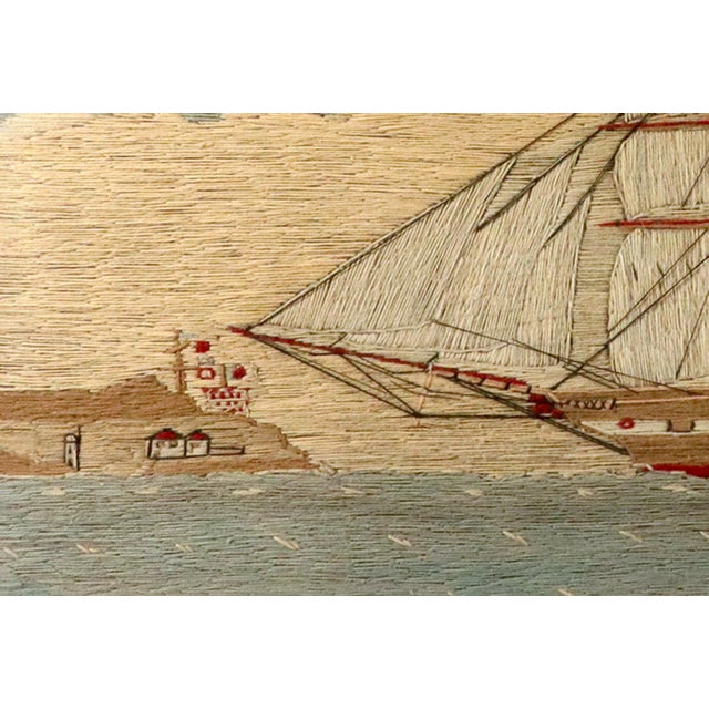 Mid 19th Century Grand Sailor’s Woolwork of the Tea Clipper Fiery Cross For Sale - Image 5 of 8