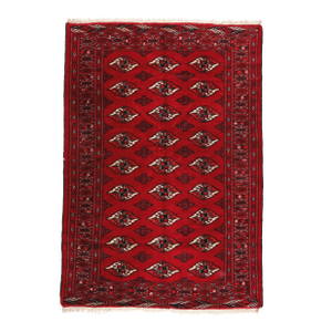 Late 20th Century Hand Knotted Turkmen Yomut Rug With Repeating Guls, Hand-Knotted Wool, Circa 1970s - 4' 6'' X 6' 3''