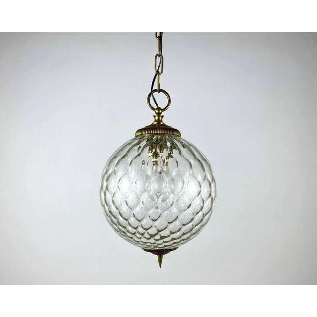 Vintage Gilt Brass and Textured Glass Ceiling Light, in Flawless conditions. Designed 1970 to 1979 European Plug (up to...
