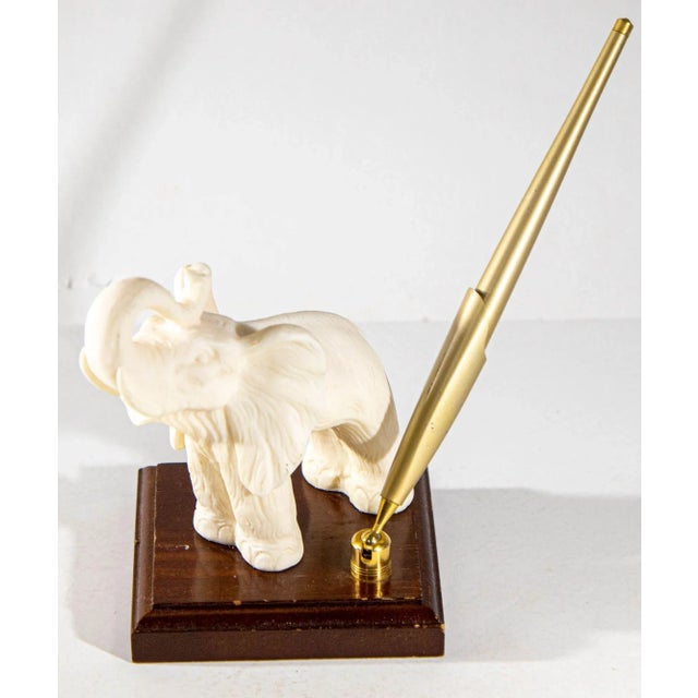 Vintage White Elephant Figurine Pen Holder, Jaipur, Rajasthan India For Sale - Image 12 of 13