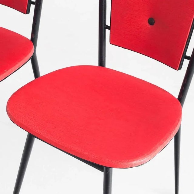 Vintage Chairs in Iron and Red Leatherette, 1950s, Set of 4 For Sale - Image 6 of 13