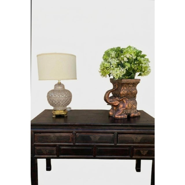 Chelsea House Inc Vintage Large Antique Gold Sitting Elephant Large Planter Pot For Sale - Image 4 of 7