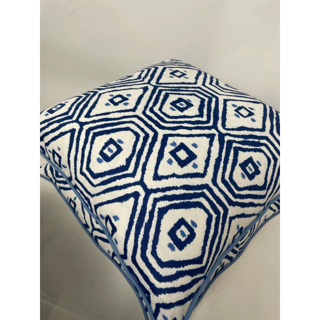 Blue Thibaut Pass-A-Grille in Navy Pillows - a Pair For Sale - Image 8 of 9