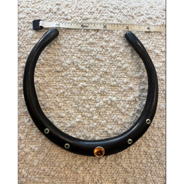 Brown Wood Necklace With Citrine, Emeralds & 14k Gold For Sale - Image 8 of 8