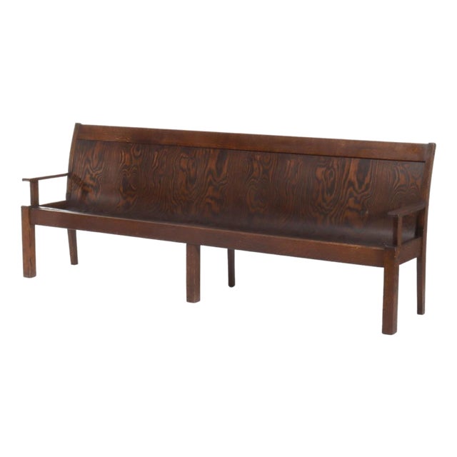 Antique Early 20th C Arts and Crafts Train Station Bench For Sale