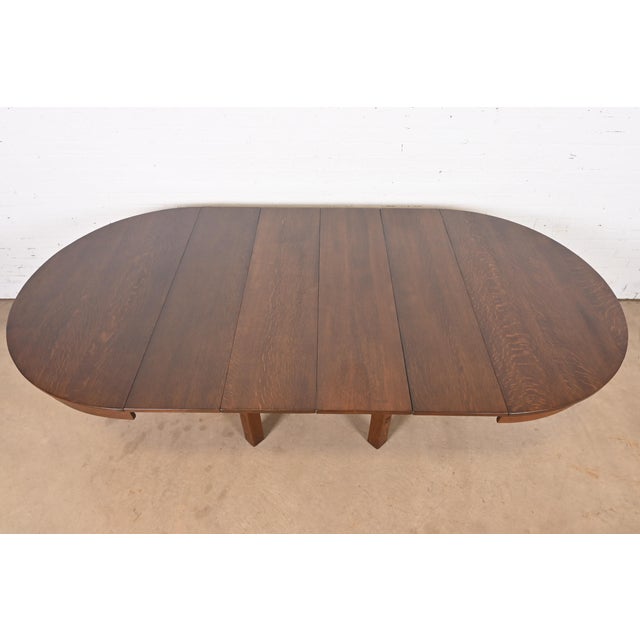 Stickley Antique Mission Oak Arts & Crafts Extension Dining Table, Newly Refinished For Sale - Image 9 of 11
