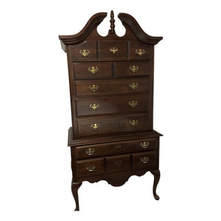 1980s Kincaid Solid Cherry Wood Highboy Dresser For Sale