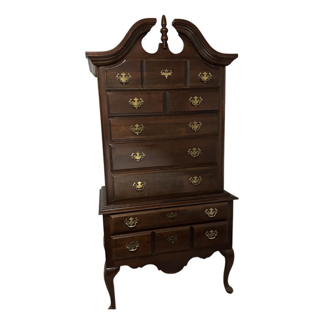 1980s Kincaid Solid Cherry Wood Highboy Dresser For Sale