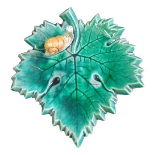 Burgundy Earthenware Vine Leaf Trinket Dish from Poulet Beaune, France, 1960s For Sale