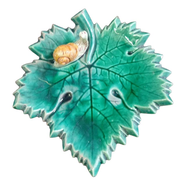 Burgundy Earthenware Vine Leaf Trinket Dish from Poulet Beaune, France, 1960s For Sale