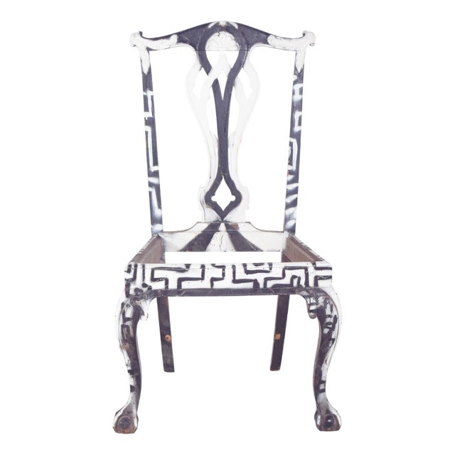 Black and White Painted Chair by Francisco Camilo For Sale