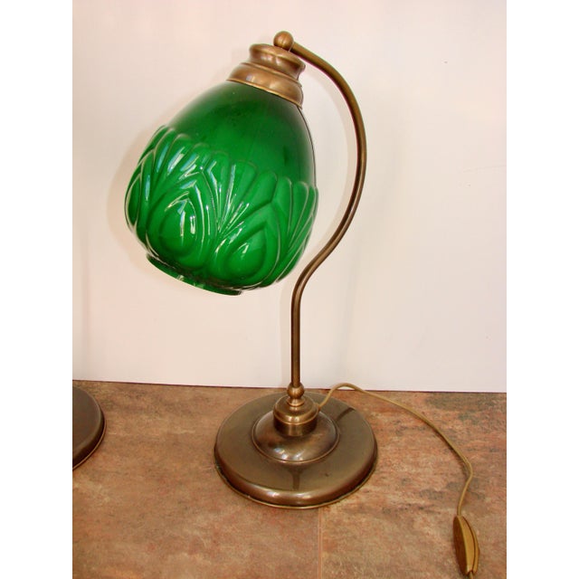 Modern Table Lamps in Brass and Glass, 1980s, Set of 2, in Very Good conditions. Designed 1980 to 1989 European Plug (up...
