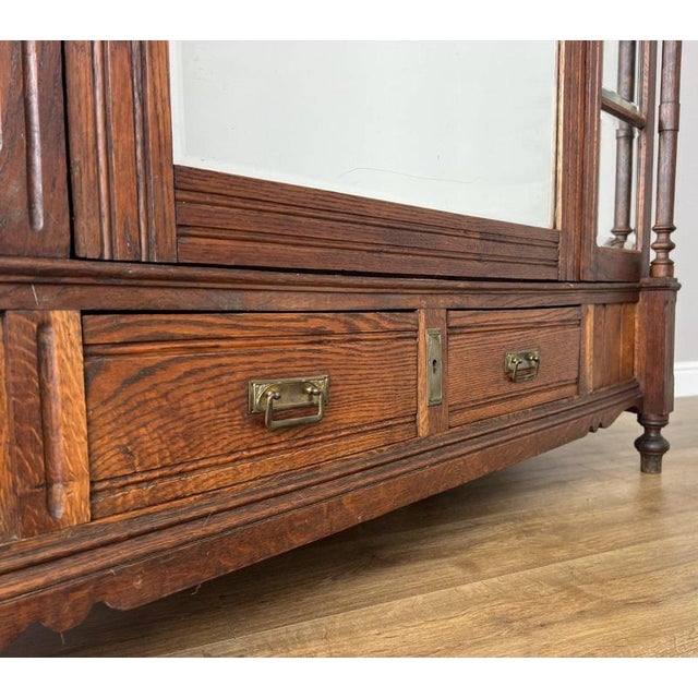 Antique French Carved Oak Mirrored 2-Drawer Armoire For Sale - Image 12 of 18