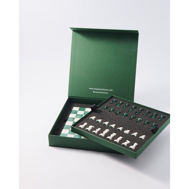 Magenta/White Small Italian Alabaster Marble Chess Set For Sale - Image 9 of 11