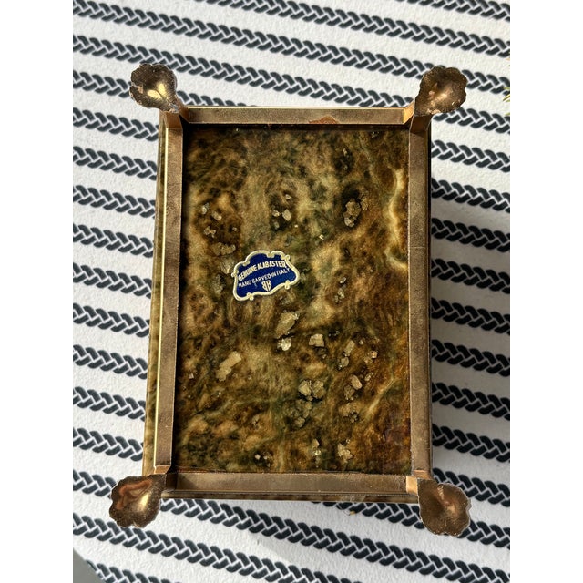 Mid-Century Italian Grand Tour Green Alabaster Box With Brass Paw Feet For Sale In Little Rock - Image 6 of 15