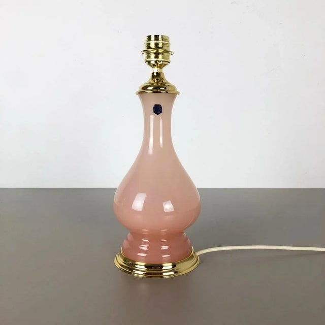 Metal Pink Opaline Murano Glass Table Lamp from Cenedese Vetri, 1960s For Sale - Image 7 of 16