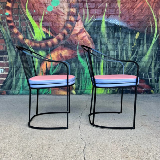 Metal Set of 6 80s Postmodern Iron Patio Chairs For Sale - Image 7 of 12