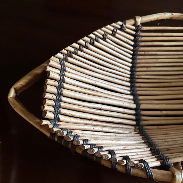 Pair of Vintage Rattan and Bamboo Fish Baskets For Sale - Image 4 of 12
