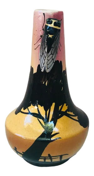 Majolica Vase With Cicada Sicard, Circa 1950