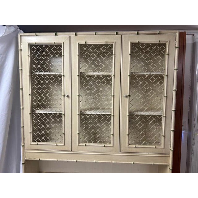 Thomasville Allegro Faux Bamboo Desk With Bookcase Hutch Top and Chair For Sale - Image 14 of 18