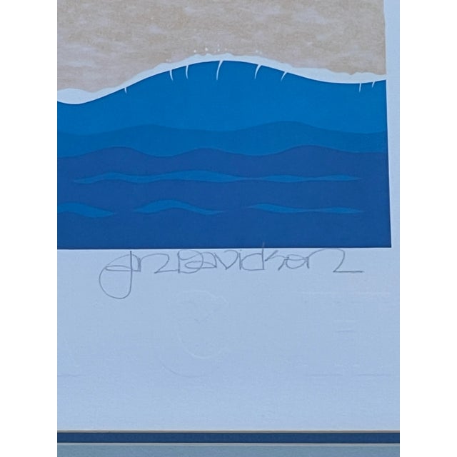 Blue Jan Davidson "Hermosa Beach" 1984 Signed Lithograph, Framed For Sale - Image 8 of 10