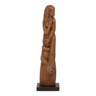 Ben Lassen Mother and Child Carved Wood Sculpture For Sale