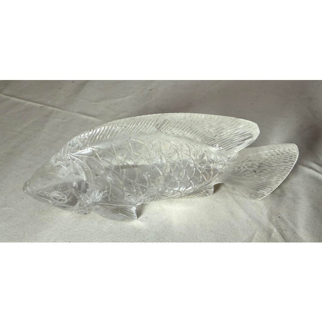 Antique Hand Carved Chinese Fish Figural Rock Crystal Stone Sculpture Statue For Sale - Image 10 of 13
