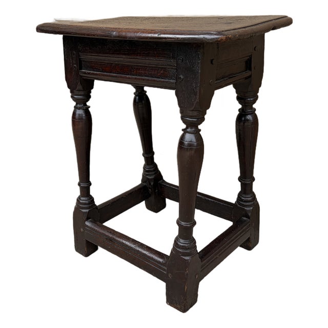 Late 17th Century English Oak Joint Stool With Turned Legs For Sale