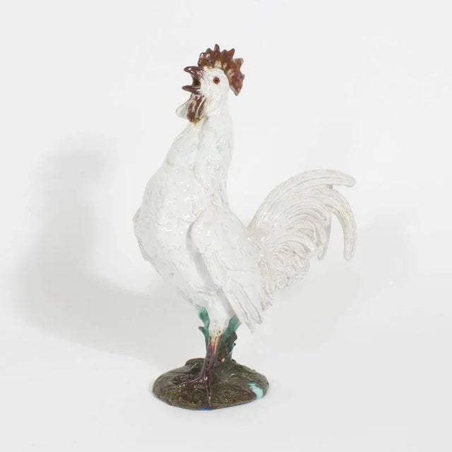 White Glazed Terra Cotta Rooster For Sale - Image 8 of 8