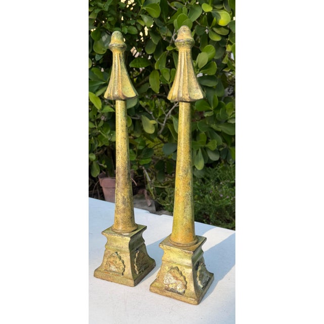 Vintage Neoclassical Patinated Metal Architectural Finials, Pair For Sale In Naples, FL - Image 6 of 12