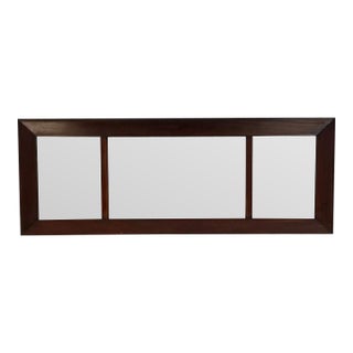 Antique 65” Three Panel Dark Wood Mantel Mirror For Sale