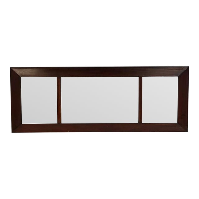 Antique 65” Three Panel Dark Wood Mantel Mirror For Sale