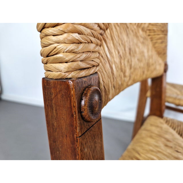 Vintage French Primitive Rush Chairs, 1930s, Set of 4 For Sale - Image 5 of 11